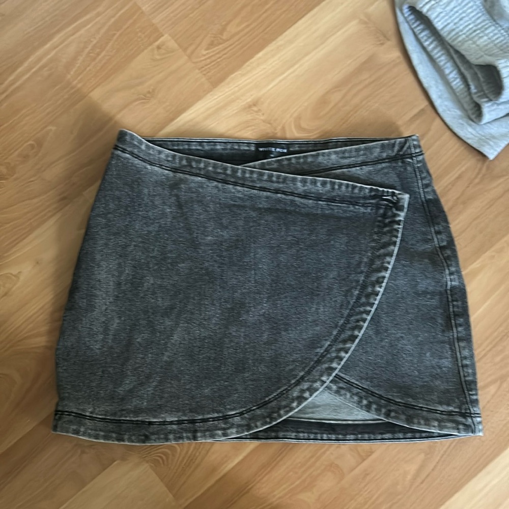 front wrap black white fox skirt